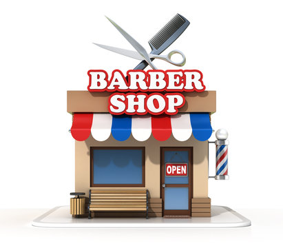 Barber shop 3d rendering