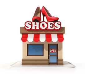 Shoe store 3d rendering