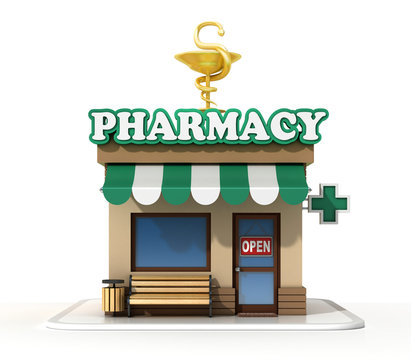 Pharmacy mini store 3d rendering