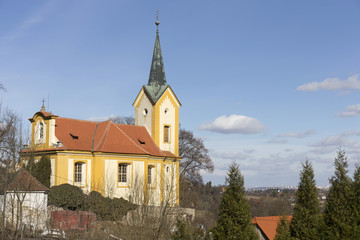 Fototapeta na wymiar Baroque Church of st. Wenceslas in Vsenory, Czech Republic