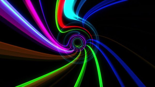Slow Travel Through Abstract Color Vortex Tunnel