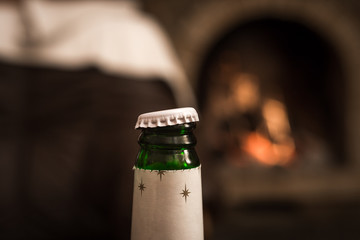 beer glass bottle closeup