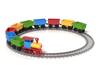 toy train on a white background 3d rendering © koya979