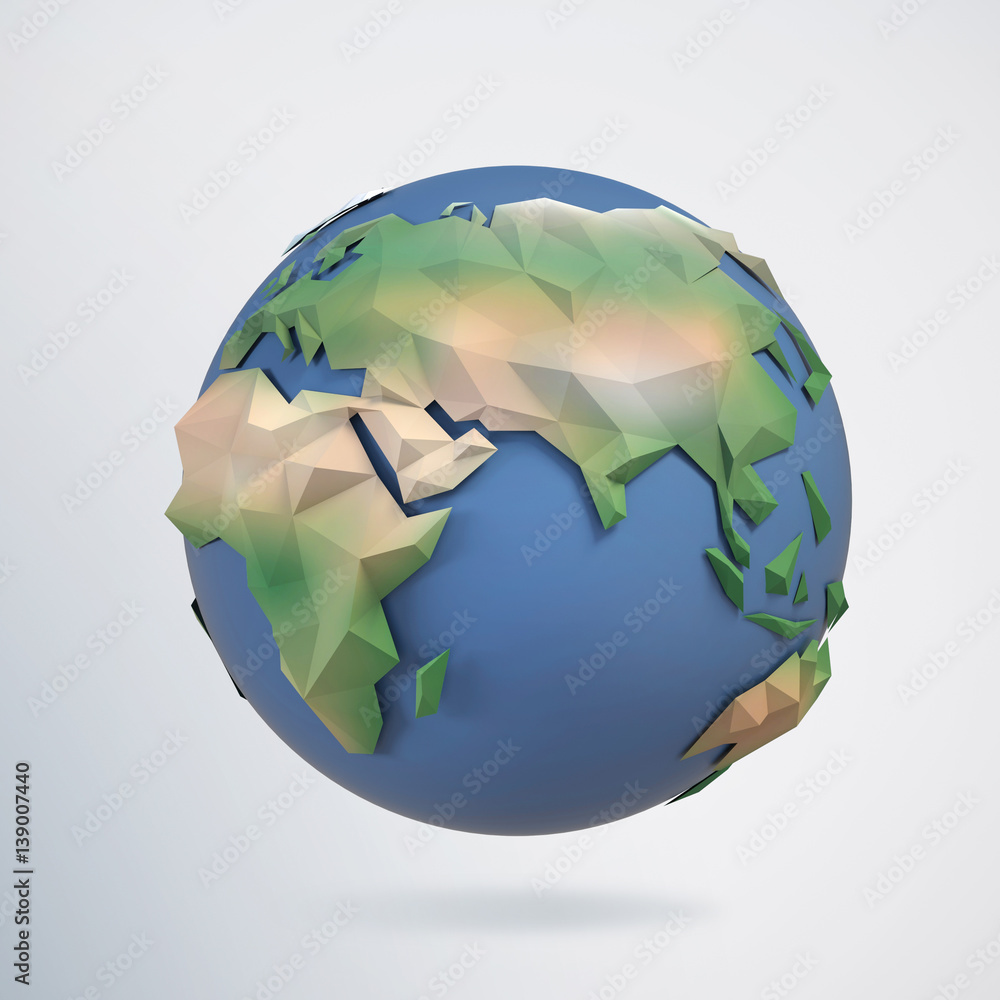 Poster 3d triangular globe