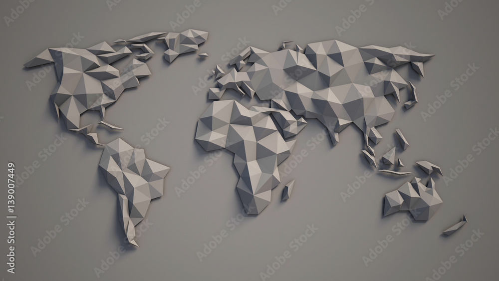 Poster 3d triangular world map