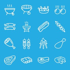 Set of 16 barbecue outline icons