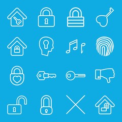 Set of 16 key outline icons