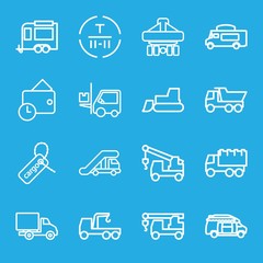 Fototapeta na wymiar Set of 16 truck outline icons