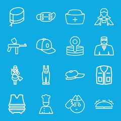 Set of 16 uniform outline icons