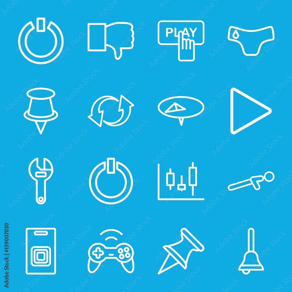 Poster set of 16 push outline icons