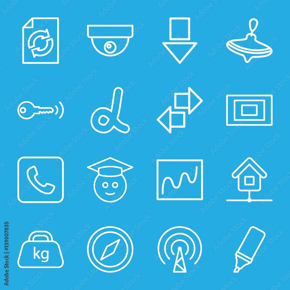 Poster set of 16 web outline icons