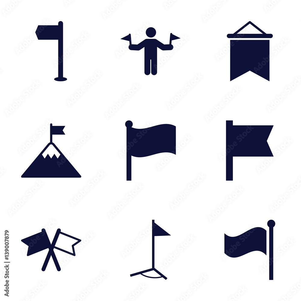 Poster set of 9 flag filled icons