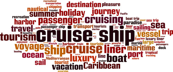 Obraz premium Cruise ship word cloud