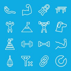 Set of 16 strength outline icons