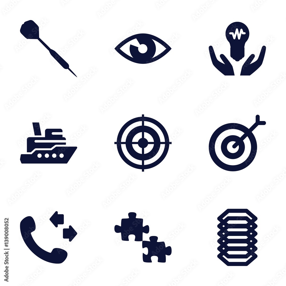 Poster set of 9 idea filled icons