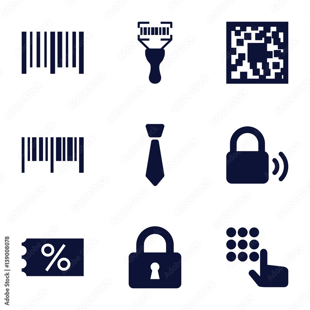 Poster set of 9 code filled icons