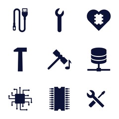 Set of 9 hardware filled icons