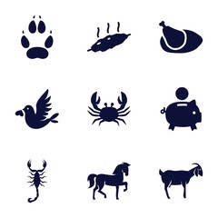 Set of 9 animal filled icons