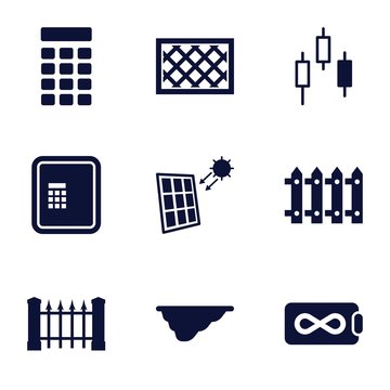 Set of 9 panel filled icons