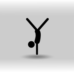 eps 10 vector Artistic Gymnastics Floor exersize sport icon. Summer sport activity pictogram for web, print. Black athlete sign isolated on gray. Hand drawn competition symbol. Graphic design clip art