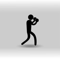 eps 10 vector Boxing sport icon. Summer sport activity pictogram for web, print, mobile. Black athlete sign isolated on gray. Hand drawn competition symbol. Graphic design clip art illustration