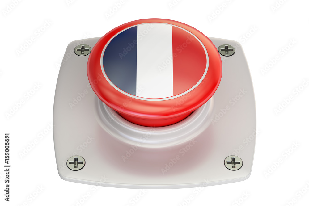 Poster france flag push button, 3d rendering