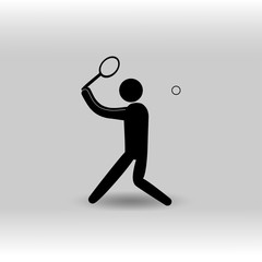 Fototapeta na wymiar eps 10 vector Tennis sport icon. Summer sport activity pictogram for web, print, mobile. Black athlete sign isolated on gray. Hand drawn competition symbol. Graphic design clip art illustration