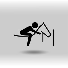 eps 10 vector Eventing horse sport icon. Summer sport activity pictogram for web, print, mobile. Black athlete sign isolated on gray. Hand drawn competition symbol. Graphic design clip art element