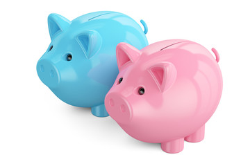 Family piggy banks, 3D rendering