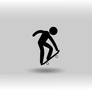 eps 10 vector Skateboarding sport icon. Summer sport activity pictogram for web, print, mobile. Black athlete sign isolated on gray. Hand drawn competition symbol. Graphic design clip art illustration