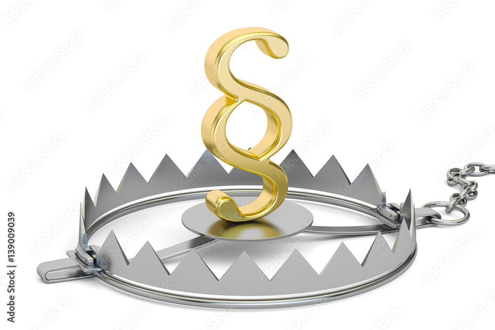Poster trap with paragraph symbol, 3d rendering
