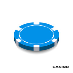 Blue Casino Chip Icon. Casino Chip Vector Illustration. Casino Chip lie on isolated on white background.