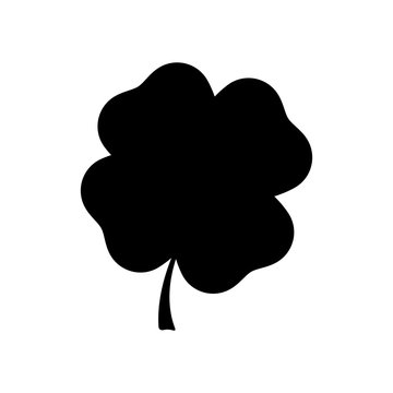 Four leaf clover black silhouette. Vector