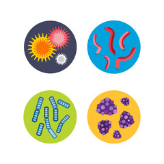 Bacteria virus microscopic isolated microbes icon human microbiology organism and medicine infection biology illness pathogen mold vector illustration.
