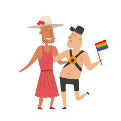 Homosexual gay and lesbian people marriage man, woman couples family and colors free love ceremony community characters tolerance symbol vector illustration.