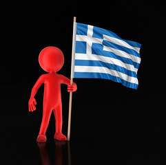 Man and Greek flag. Image with clipping path