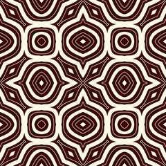 Outline ethnic abstract background. Seamless pattern with symmetric geometric ornament. Vector illustration