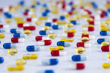 Medicine and healthy, Close up of capsules background