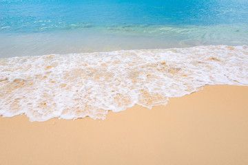 Fototapeta na wymiar Sand and ocean on tropical Beach at Phuket Thailand