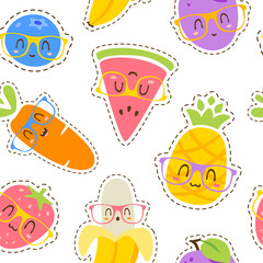 vector cartoon fruits in glasses set