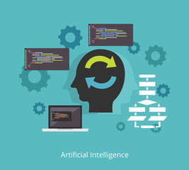 Artificial intelligence concept. Computer science concept