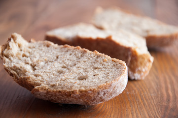 row of pieces of bread