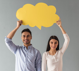Couple with speech bubble