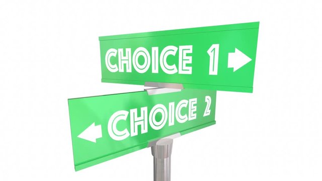 Choice 1 2 Different Options Pick Best Way Signs 3d Animation