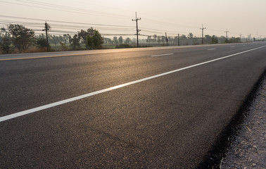 Road markings on asphalt
