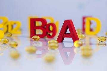 Vitamin, Pills, Tablets, Capsule, Medical background