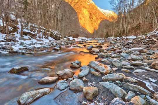 Mountain river in Alps, Ecrins national park