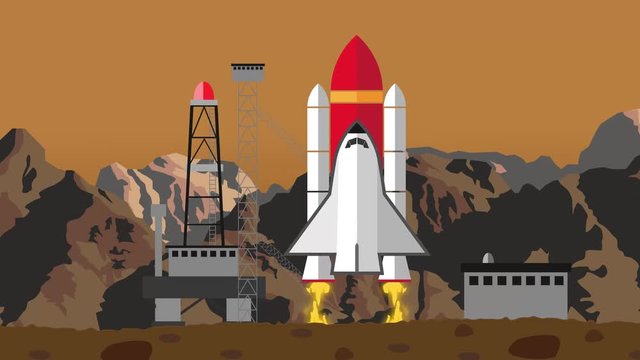 Space Shuttle Launch from a Space Launching Station