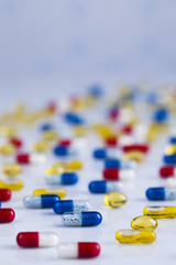 Healthy, Close up of Pills, Tablets, Capsule, Medical background