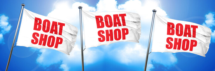 boat shop, 3D rendering, triple flags